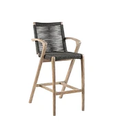 Brielle Outdoor Eucalyptus Wood and Rope Counter Bar Height Stool