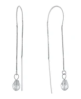 Clear Crystal Briolette Pull Through Chain Earrings in Sterling Silver