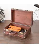 Vintiquewise Old Fashioned Small Suitcase with Straps