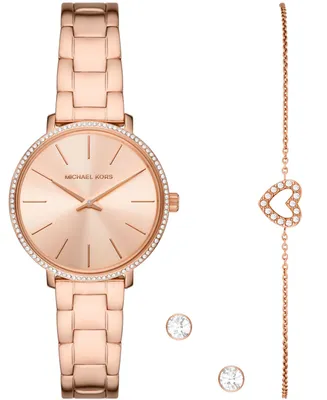 Michael Kors Women's Pyper Rose Gold-Tone Stainless Bracelet Watch 32mm Gift Set