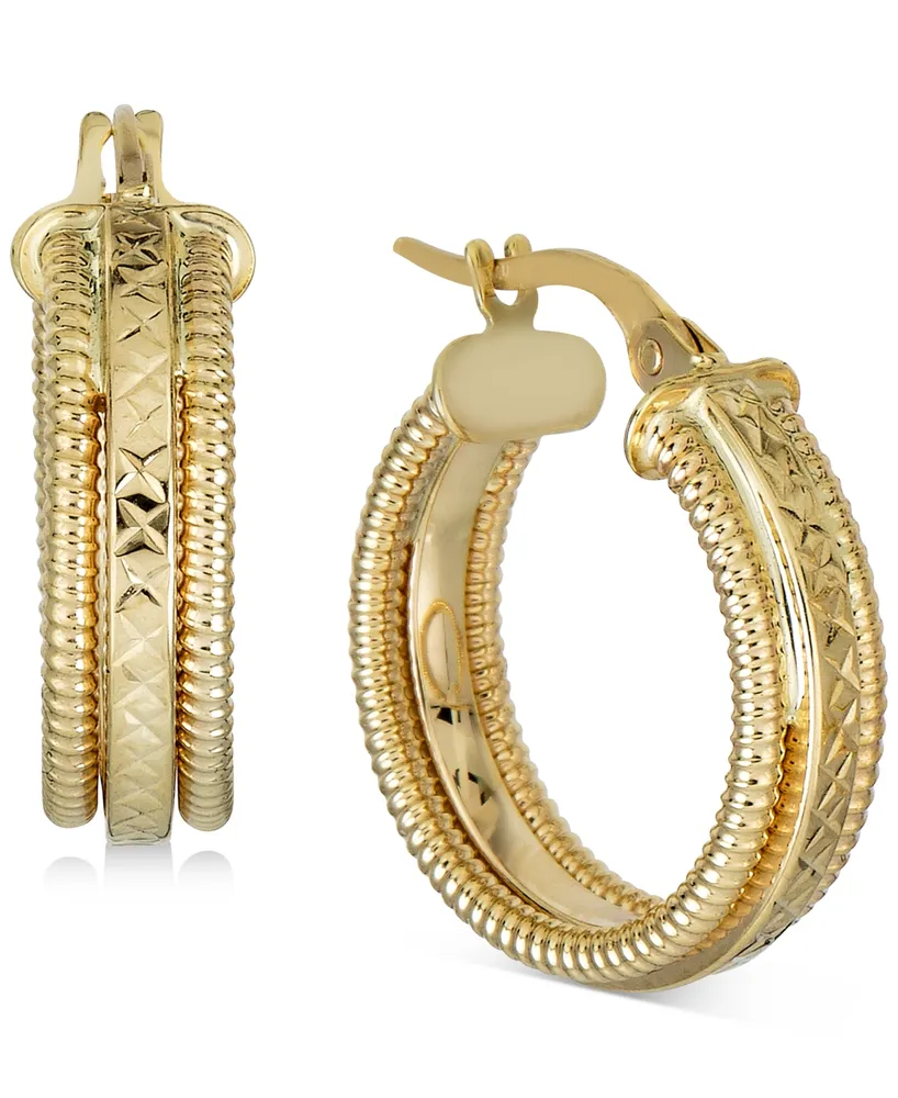 Textured Tubogas Small Hoop Earrings in 10k Gold