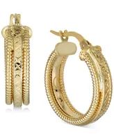 Textured Tubogas Small Hoop Earrings in 10k Gold