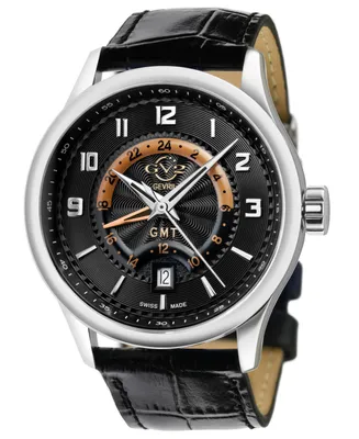 Gevril Men's Giromondo Swiss Quartz Leather Strap Watch 42mm