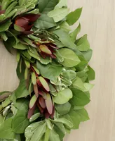 Magnolia Supply Co Fresh Lemon Leaf, Pittosporum and Safari Sunset Wreath, 20"