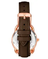 Women's Automatic Dark Brown Genuine Leather Strap Watch 36mm