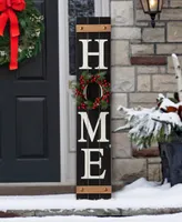 Glitzhome 42"H Wooden Home Porch Sign with Changable wreathes(Spring/ Fall/ Christmas)