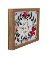 Northlight Framed Floral "Joy Peace Noel" Wooden Christmas Wall Plaque