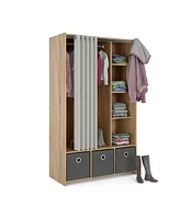 Lola 3 Bin Wardrobe with Curtain