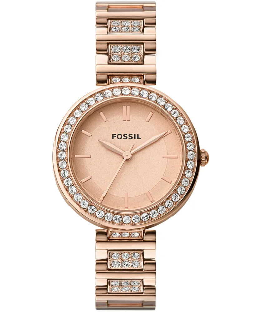 Fossil Women's Karli Three Hand Rose Gold Stainless Steel Watch 34mm