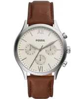 Fossil Men's Fenmore Multifunction Brown Leather Watch 44mm