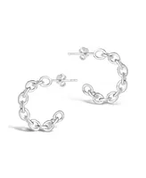Women's Delicate Chain Silver Plated Hoop Earrings - Silver