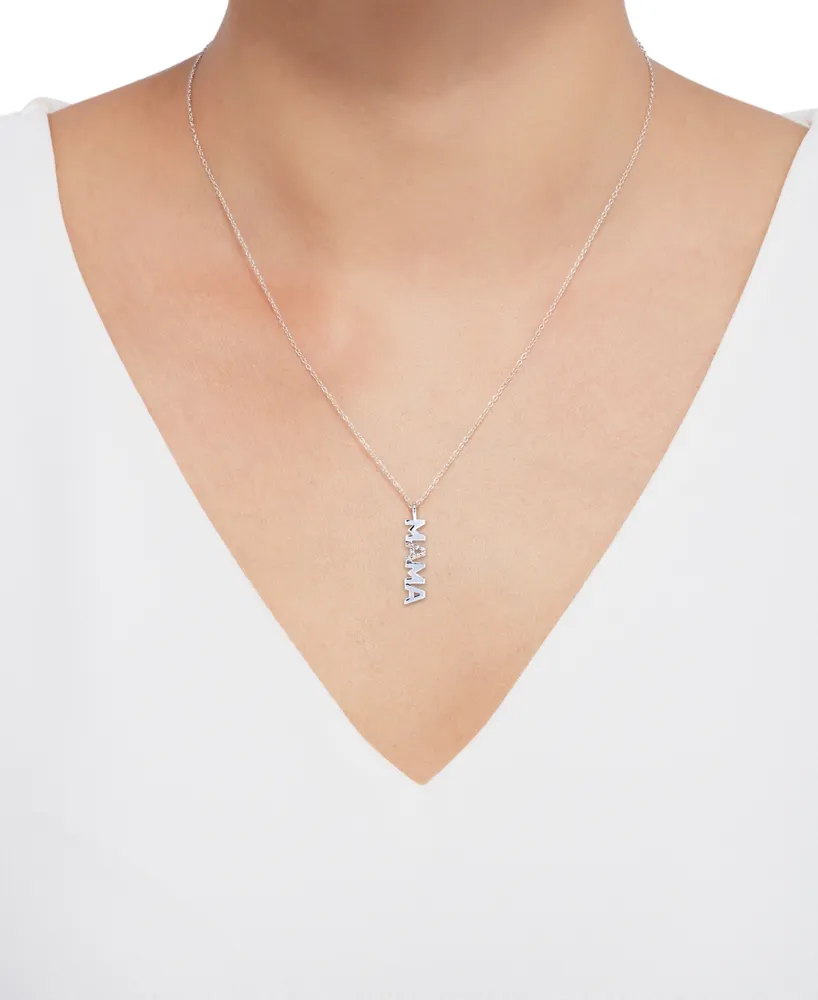 Diamond "Mama" Pendant Necklace (1/10 ct. t.w.) in Sterling Silver