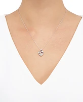 Diamond Heart Cluster Mother & Child Pendant Necklace (1/10 ct. t.w.) in Sterling Silver