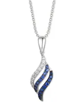 Le Vian Denim Ombre Sapphire (1/3 ct. t.w.) & White Sapphire (1/6 ct. t.w.) Swirl 18" Pendant Necklace in 14k White Gold
