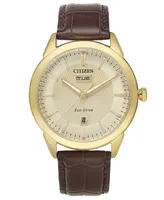 Citizen Eco-Drive Men's Corso Brown Leather Strap Watch 40mm
