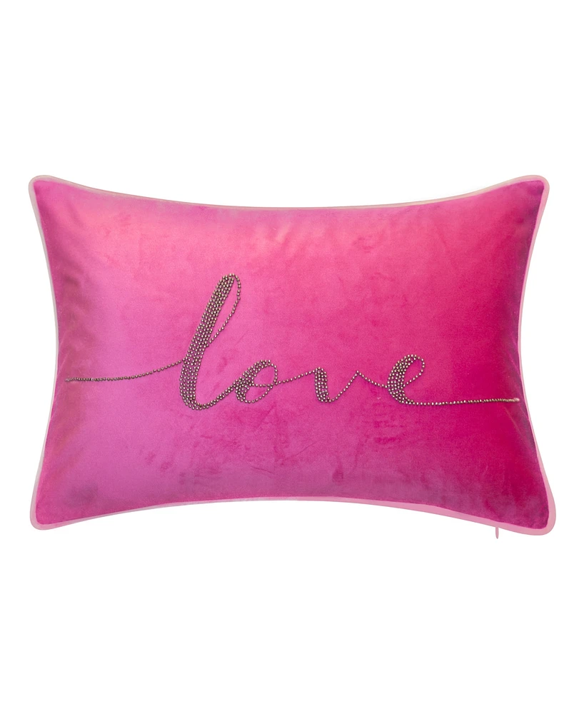 Edie@Home Celebrations Beaded Love Lumbar Decorative Pillow, 12" x 18"