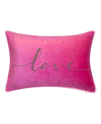 Edie@Home Celebrations Beaded Love Lumbar Decorative Pillow, 12" x 18"