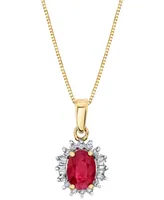 Ruby (1 ct. t.w.) & Diamond (1/5 ct. t.w.) Halo 18" Pendant Necklace in 10k Gold