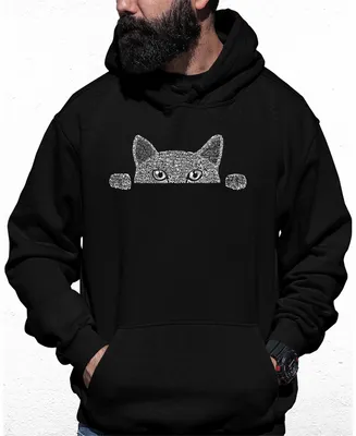 Men's Peeking Cat Word Art Hooded Sweatshirt
