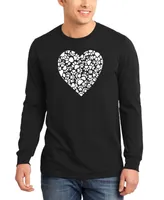 Men's Paw Prints Heart Word Art Long Sleeve T-shirt