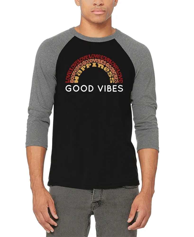 Men's Good Vibes Raglan Baseball Word Art T-shirt