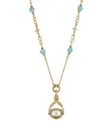 14K Gold-Dipped Triple Spinner Imitation Pearl Mary Cameo Bead Necklace