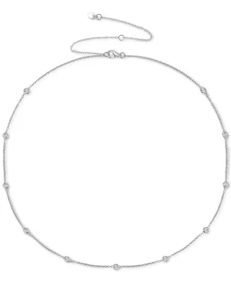 Diamond Bezel Necklace (1/10 ct. t.w.) Sterling Silver, 14k Gold-Plated Silver or Rose