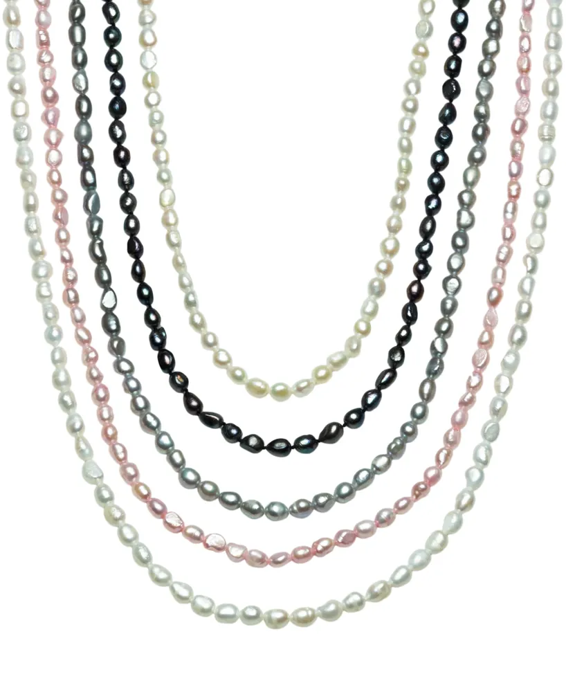 Cultured Freshwater Baroque Pearl (7-8mm) 54" Endless Necklace (Also Pink & White Pearls)