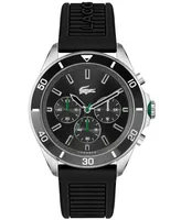 Lacoste Men's Chronograph Tiebreaker Black Silicone Strap Watch 44mm