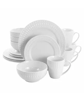 Elama Cara 16 Piece Round Porcelain Dinnerware Set in White