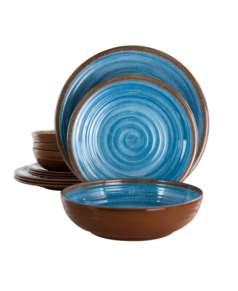 Elama Rippled Tides Melamine Dinnerware Set of 12 Pieces