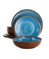 Elama Rippled Tides Melamine Dinnerware Set of 12 Pieces