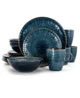 Elama Deep Sea Mozaic Luxurious Dinnerware with Complete Set of 16 Pieces