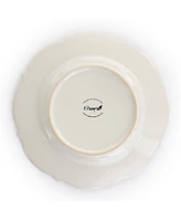 Elama Luna Embossed Scalloped Dinnerware Set of 16 Pieces