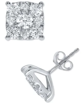 Diamond Square Cluster Stud Earrings (2 ct. t.w.)