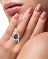 Effy Sapphire (2-7/8 ct. t.w.) & Diamond (1-3/8 ct. t.w.) Halo Statement Ring in 14k White Gold