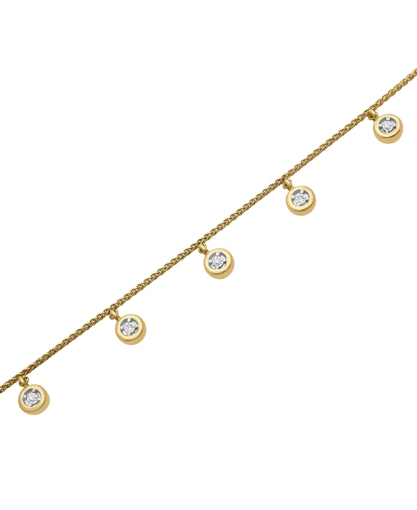 Wrapped Diamond Dangling Bezel Ankle Bracelet (1/10 ct. t.w.) in 10k Gold, Created for Macy's