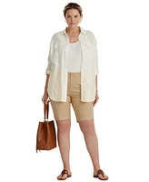 Lauren Ralph Plus-Size Stretch Cotton Shorts