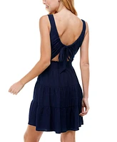 City Studios Juniors' Tiered Tie-Back A-Line Dress