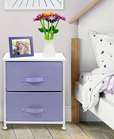 Sorbus Nightstand with 2 Drawers - Steel Frame, Wood Top & Easy Pull Fabric Bins - Great for Home, Bedroom