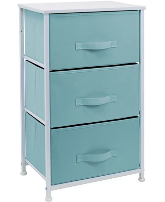 Sorbus Nightstand with 3 Drawers - Steel Frame, Wood Top & Easy Pull Fabric Bins Perfect for Home, Bedroom