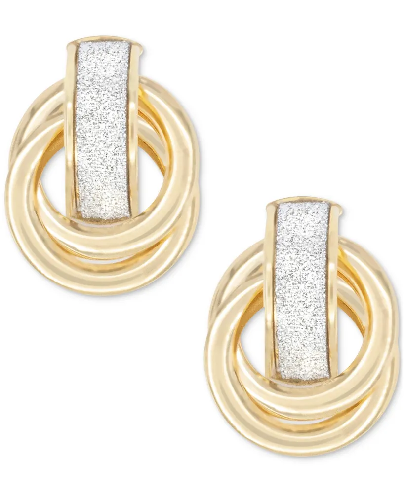 Glitter Love Knot Stud Earrings in 10k Gold