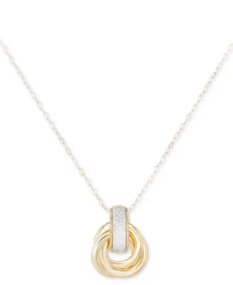Glitter Love Knot 18" Pendant Necklace in 10k Gold