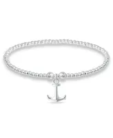 Bead Anchor Charm Bracelet in Silver Plate
