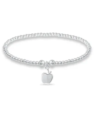 Bead Apple Charm Bracelet in Silver Plate