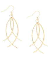 Polished & Textured Curved Bar Drop Earrings in 10k Gold