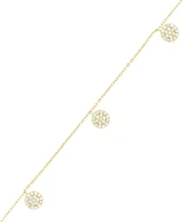 Cubic Zirconia Cluster Disc Dangle 17" Statement Necklace Sterling Silver (Also 14k Gold Over Silver)