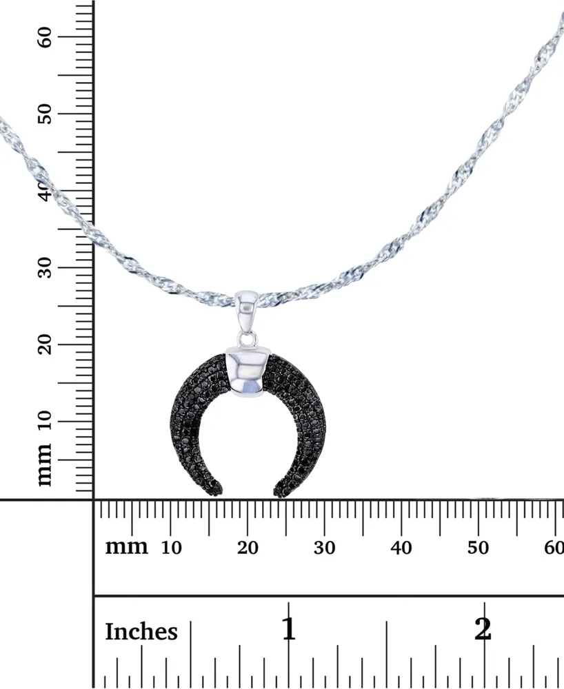 Black Spinel Ox Horn Pendant Necklace (3/4 ct. t.w.) in Sterling Silver, 18" + 2" extender