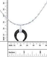 Black Spinel Ox Horn Pendant Necklace (3/4 ct. t.w.) in Sterling Silver, 18" + 2" extender