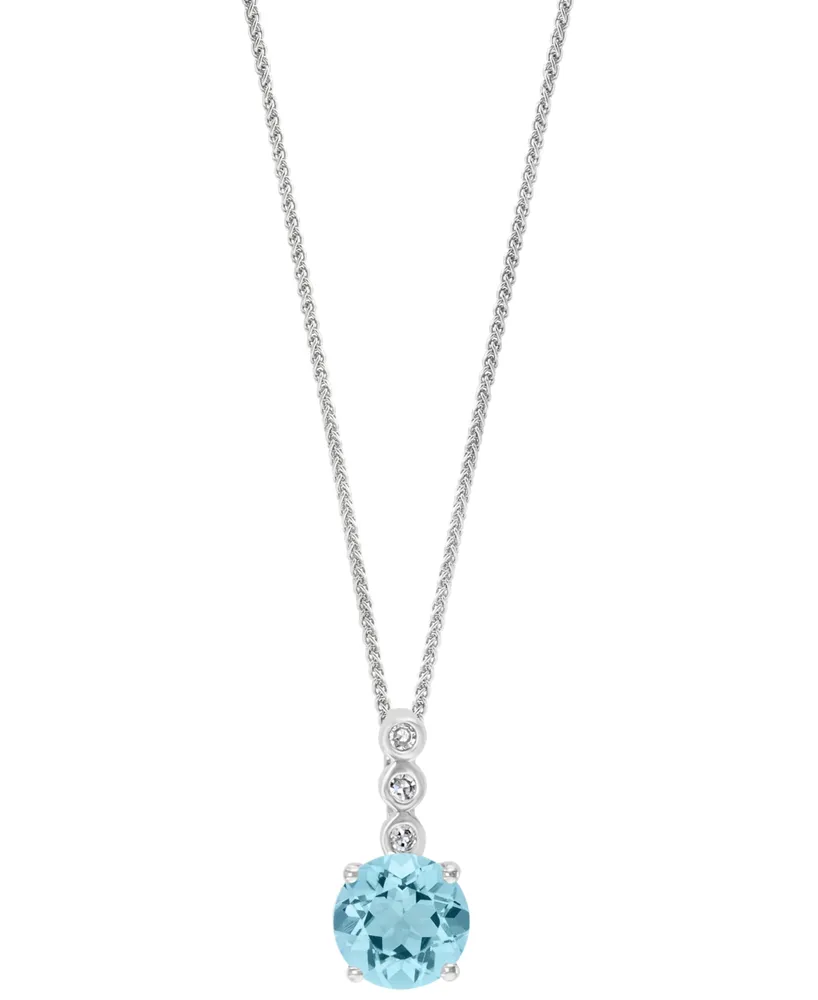 Aquamarine (3/4 ct. t.w.) & Diamond Accent 18" Pendant Necklace 14k White Gold (Also Morganite)